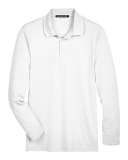 Men's Tall CrownLux Performance® Plaited Long Sleeve Polo in White