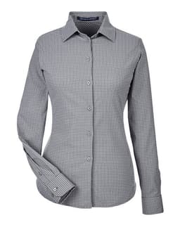 Women's CrownLux Performance® Tonal Mini Check Woven Dress Shirt in Graphite
