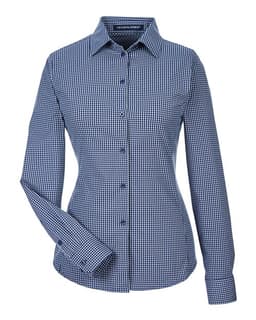 Women's CrownLux Performance® Tonal Mini Check Woven Dress Shirt in Navy