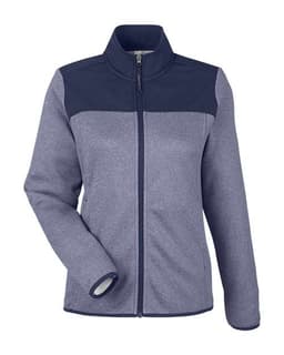 Women's Venture Heathered Stripe Hybrid Jacket in Classic Navy/ White
