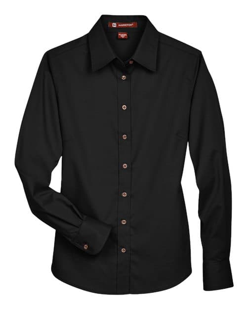 Harriton Women's Easy Blend™ Long Sleeve Twill Dress Shirt with Stain-Release