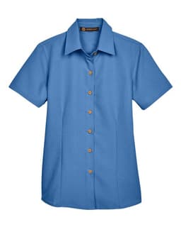 Women's Barbados Textured Camp Shirt in Pool Blue