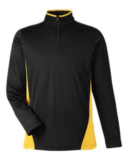 Men's Flash Snag Protection Plus IL Colorblock Quarter-Zip Pullover in Black/ Sunray Yellow