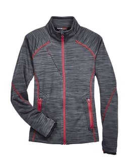 Women's Flux Mélange Bonded Fleece Jacket in Carbon/ Olympic Red