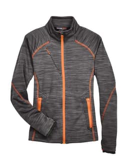 Women's Flux Mélange Bonded Fleece Jacket in Carbon/ Orange Soda