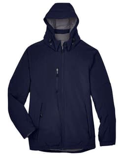 Men's Glacier Insulated Three-Layer Fleece Soft Shell Hood Jacket with Detachable Hood in Classic Navy