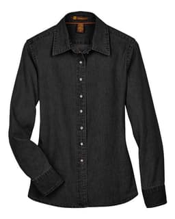 Women's Denim Shirt in Washed Black