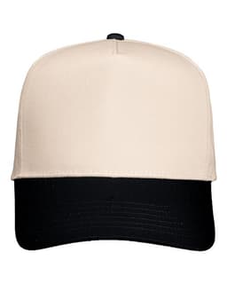 Five-Panel Twill Cap in Natural/ Black