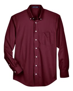 Men's Crown Collection® Broadcloth Woven Dress Shirt in Burgundy