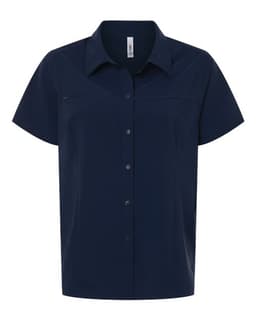 Women's UltraUVP Shoreline Short Sleeve Staff Shirt in Classic Navy