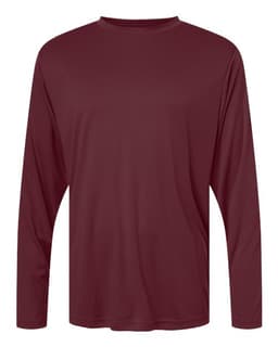 Unisex Capital Long Sleeve Performance T-Shirt in Burgundy