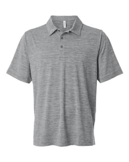 Men's Relay Heathered Stripe Polo in Black Heather/ White