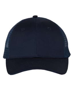 Mesh-Back Twill Trucker Cap in Navy