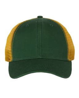 Bio-Washed Trucker Cap in Dark Green/ Gold