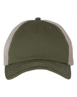 Contrast-Stitch Mesh-Back Cap in Olive/ Khaki