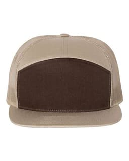 Seven-Panel Trucker Cap in Brown/ Khaki