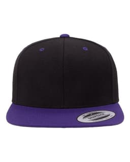 Premium Flat Bill Snapback Cap in Black/ Purple