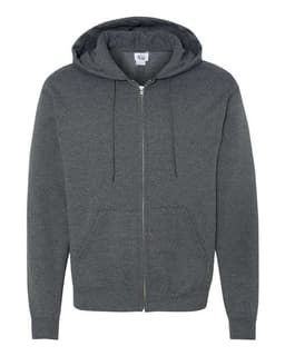 Unisex Powerblend® Full-Zip Hooded Sweatshirt in Charcoal Heather