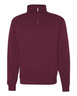 Unisex Nublend® Cadet Collar Quarter-Zip Sweatshirt in Maroon