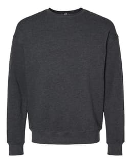 Unisex Sponge Fleece Drop Shoulder Crewneck Sweatshirt in Dark Grey Heather