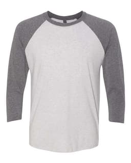 Unisex Triblend Three-Quarter Raglan T-Shirt in Premium Heather Sleeves/ Heather White Body