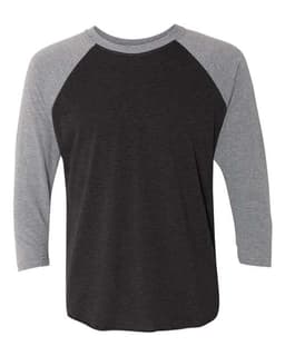 Unisex Triblend Three-Quarter Raglan T-Shirt in Premium Heather Sleeves/ Vintage Black Body