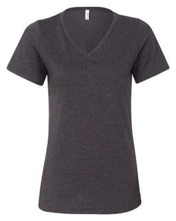 Women's Relaxed Heather CVC V-Neck Tee in Dark Grey Heather
