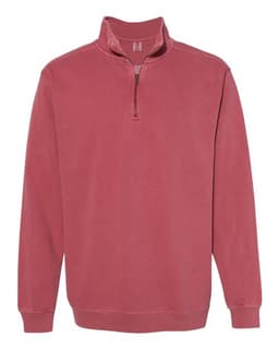 Unisex Garment-Dyed Quarter-Zip Sweatshirt in Crimson