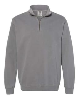 Unisex Garment-Dyed Quarter-Zip Sweatshirt in Grey