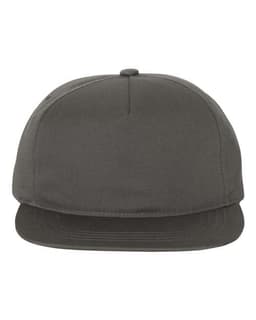 Lightly-Structured Five-Panel Snapback Cap in Charcoal