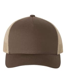 Five-Panel Retro Trucker Cap in Brown/ Khaki