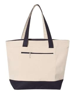 19L Zippered Tote in Natural/ Navy