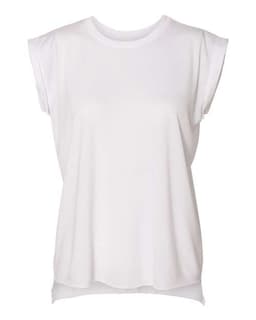 Women’s Flowy Rolled Cuffs Muscle Tee in White