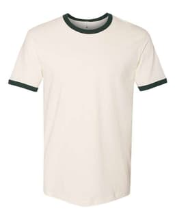 Unisex Cotton Ringer T-Shirt in Natural/ Forest Green