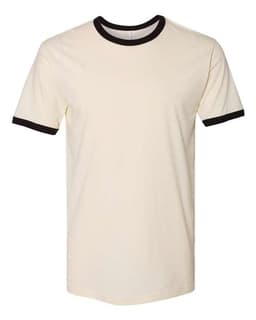 Unisex Cotton Ringer T-Shirt in Natural/ Black