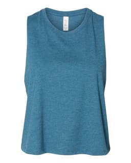 Women's Racerback Crop Tank in Heather Deep Teal
