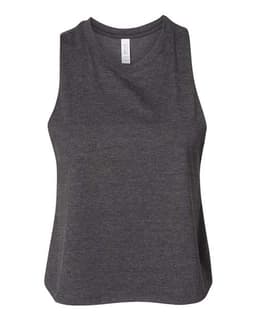 Women's Racerback Crop Tank in Dark Grey Heather