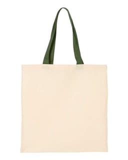 Economical Tote with Contrast-Color Handles in Natural/ Forest