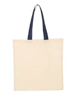 Economical Tote with Contrast-Color Handles in Natural/ Navy