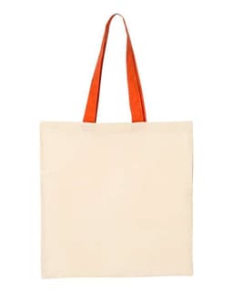 Economical Tote with Contrast-Color Handles in Natural/ Orange