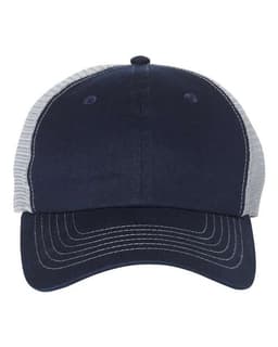 Contrast-Stitch Mesh-Back Cap in Navy/ Grey