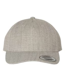 Premium Five-Panel Curved Bill Snapback Cap in Heather Grey