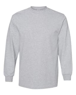 Unisex Heavyweight Cotton Long Sleeve Tee in Heather Grey