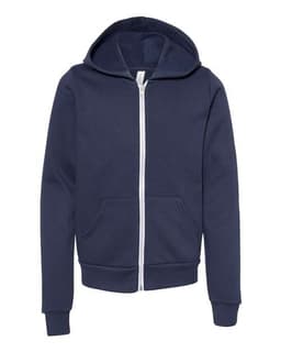Youth Sponge Fleece Full-Zip Hoodie Sweatshirt in Navy