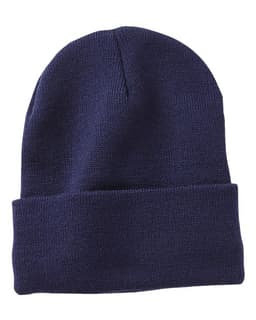12" Fleece Lined Cuffed Beanie in Navy