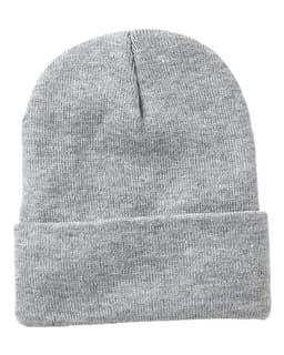 12" Jersey Lined Cuffed Beanie in Heather Grey