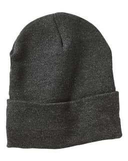 12" Sherpa Lined Cuffed Beanie in Heather Charcoal