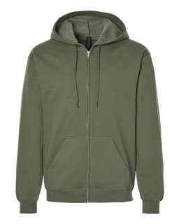 Unisex Softstyle® Full-Zip Hooded Sweatshirt in Military Green