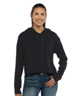 Women's Laguna Sueded Raw Edge Crop Hoodie Sweatshirt view 4