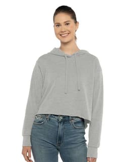 Women's Laguna Sueded Raw Edge Crop Hoodie Sweatshirt view 4